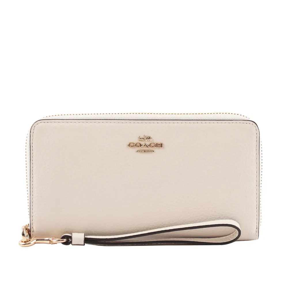 COACH C4451 馬車LOGO荔枝皮革手掛式拉鍊長夾.淺藍 歷史價格詳細信息