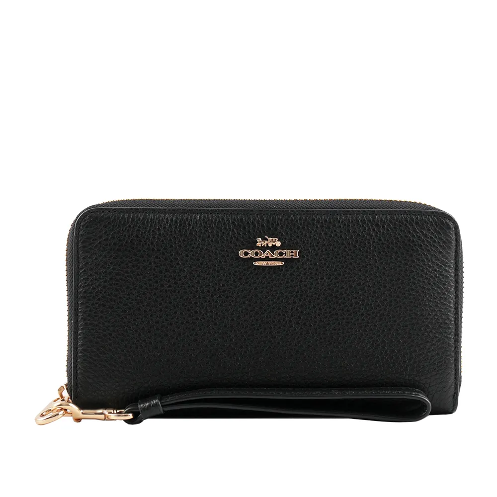 COACH C4451 馬車LOGO荔枝皮革手掛式拉鍊長夾.淺藍 歷史價格詳細信息