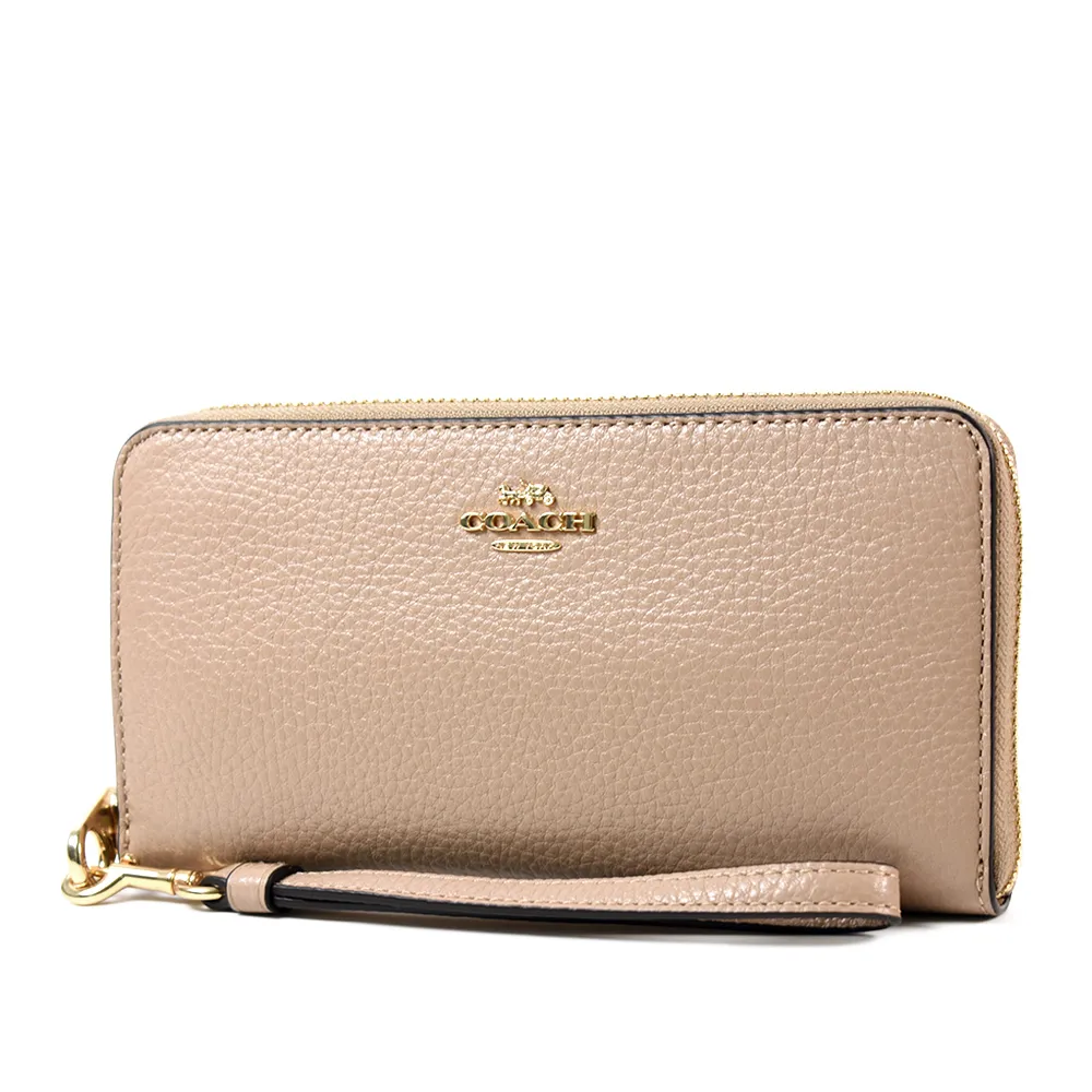 COACH 立體馬車荔枝紋手掛式拉鍊長夾-黑/金 歷史價格詳細信息