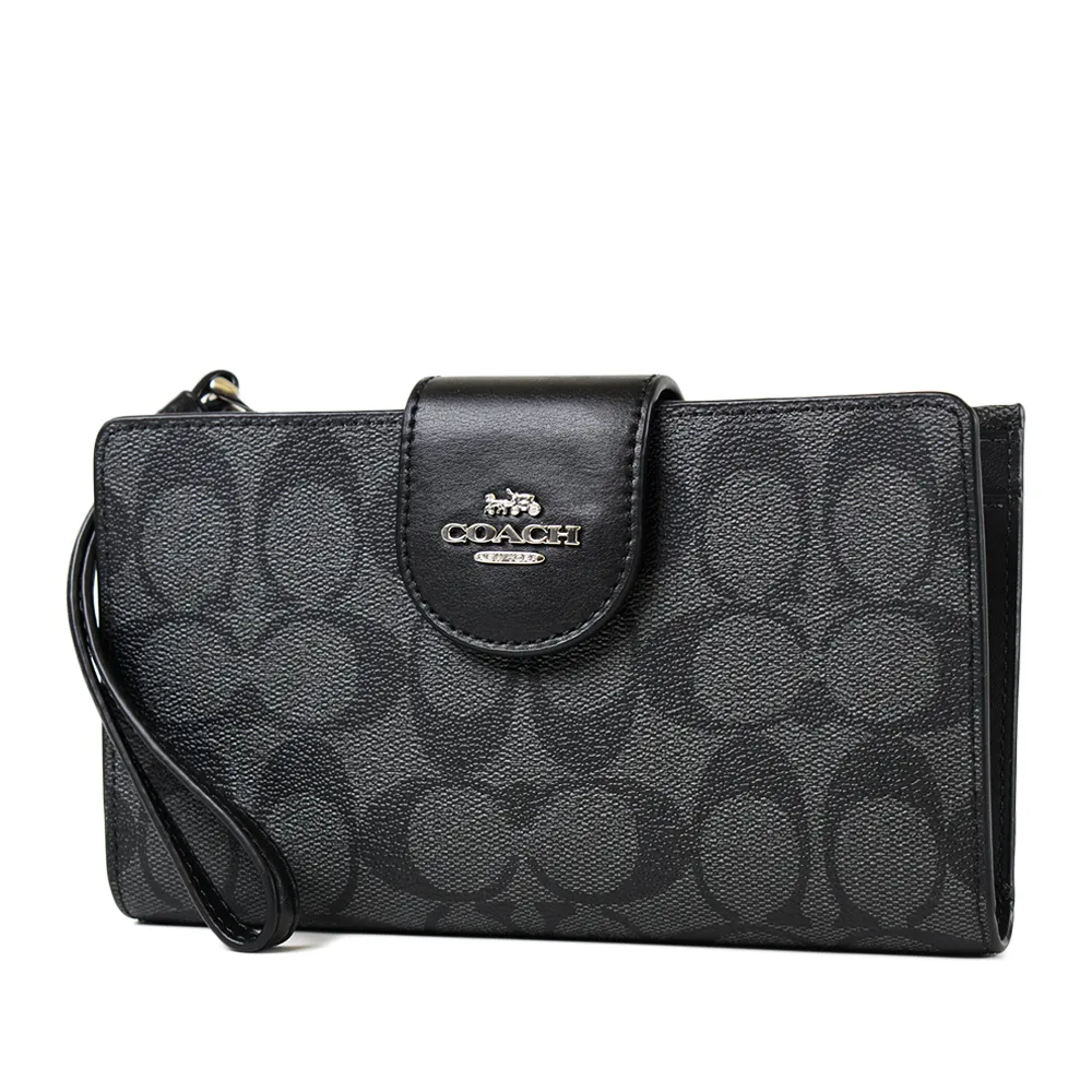 COACH 防刮皮革釦式掛帶手機包/長夾-淡粉 歷史價格詳細信息