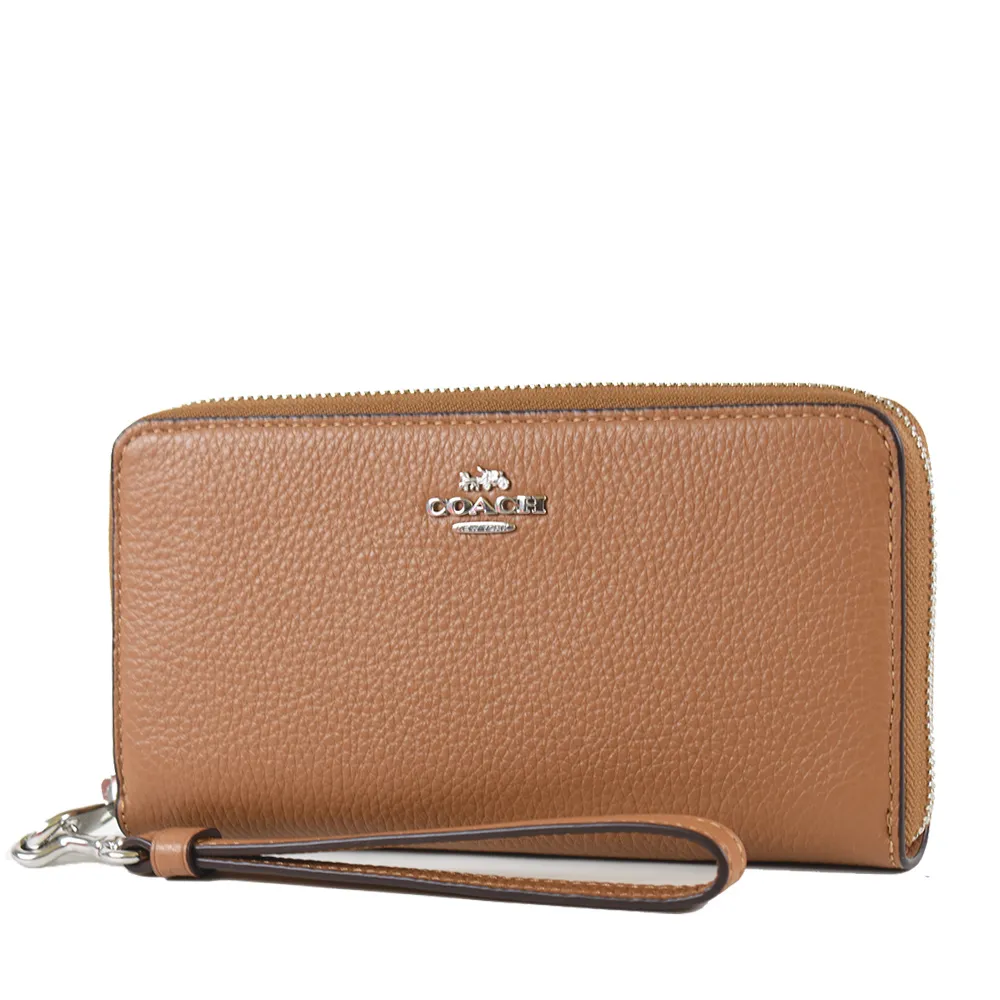 COACH 立體馬車荔枝紋手掛式拉鍊長夾-黑/金 歷史價格詳細信息