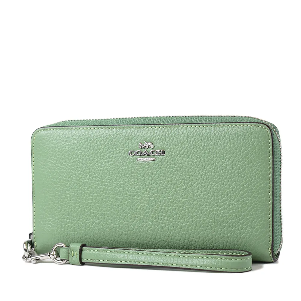 COACH 立體馬車荔枝紋手掛式拉鍊長夾-黑/金 歷史價格詳細信息