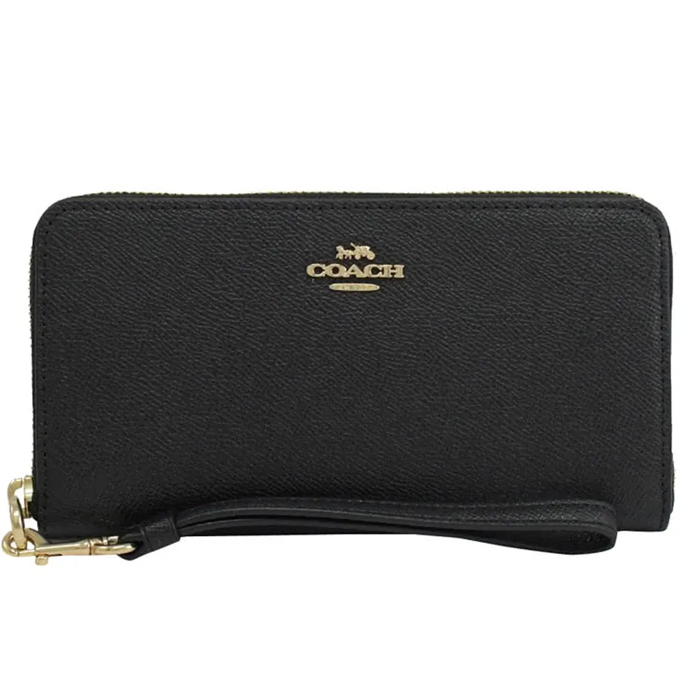COACH 防刮皮革 LOGO金屬馬車釦式拉鍊中夾(黑色) 歷史價格詳細信息