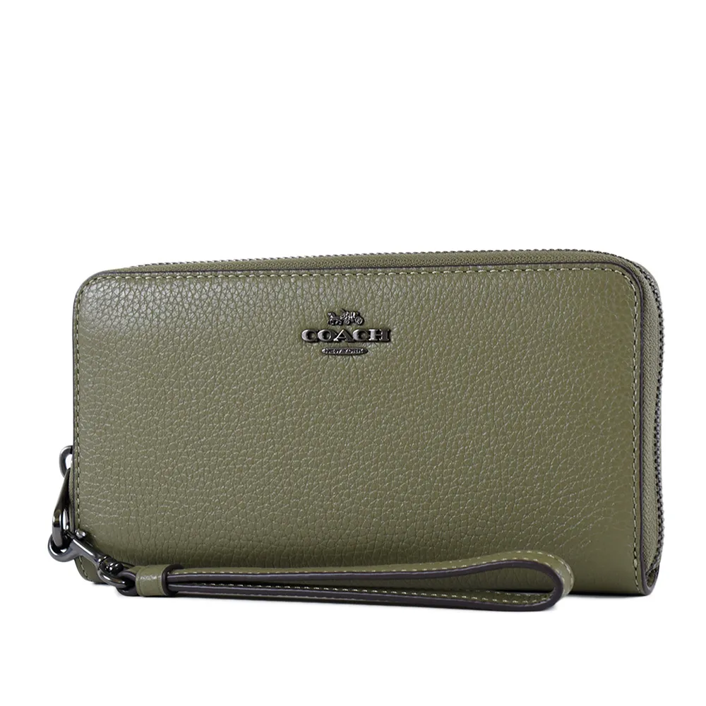 COACH 立體馬車荔枝紋手掛式拉鍊長夾-黑/金 歷史價格詳細信息