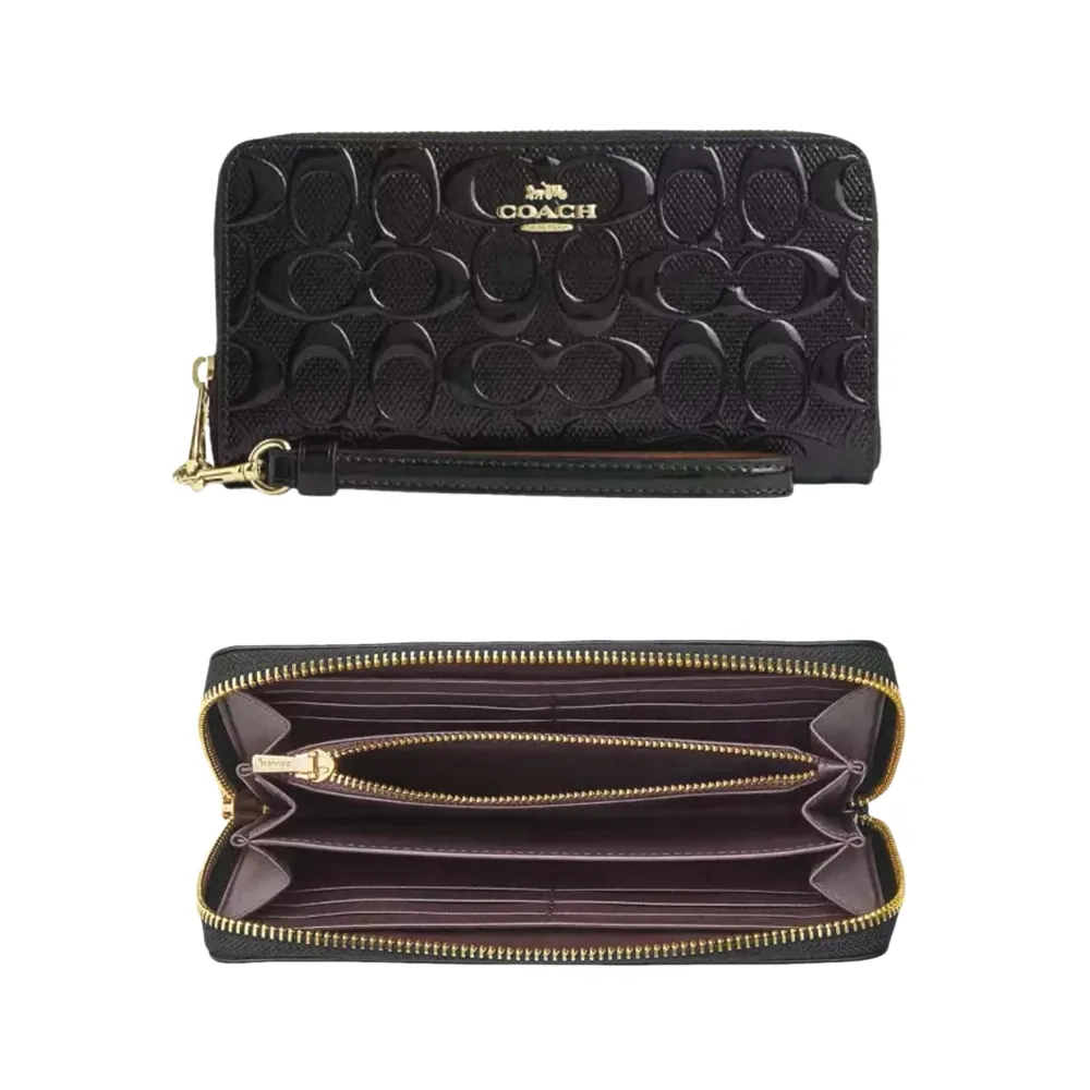 【COACH】金標馬車LOGOㄇ型拉鍊可拆手拿滿版防刮長夾－焦糖咖(coach 咖啡色 棕色 c4452) 歷史價格詳細信息