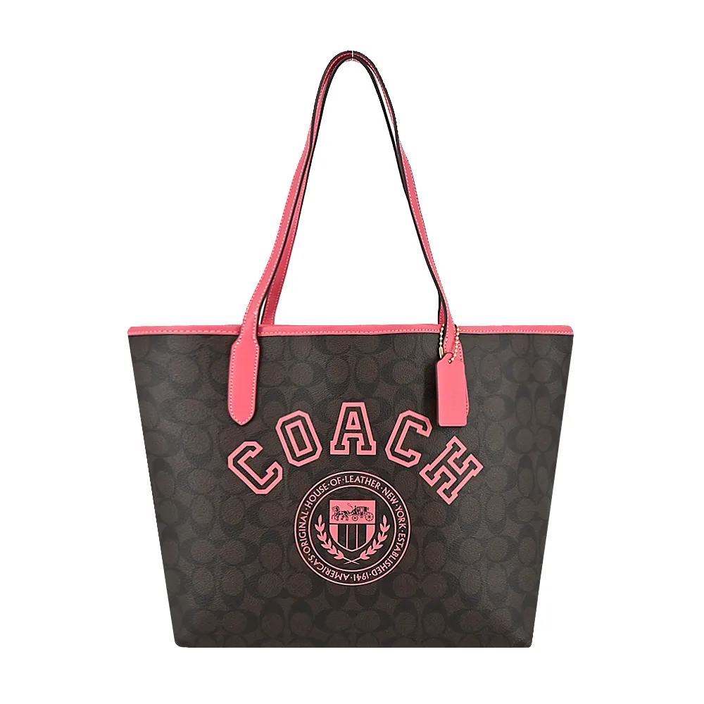 COACH 學院徽章印花L拉鍊手拿包(咖啡x粉筆白) 歷史價格詳細信息