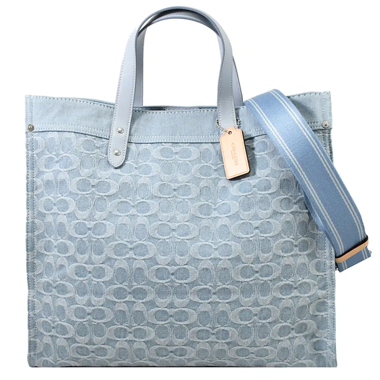 【COACH】Field 30馬車標誌PVC手提肩背兩用包(深咖x白) 歷史價格詳細信息