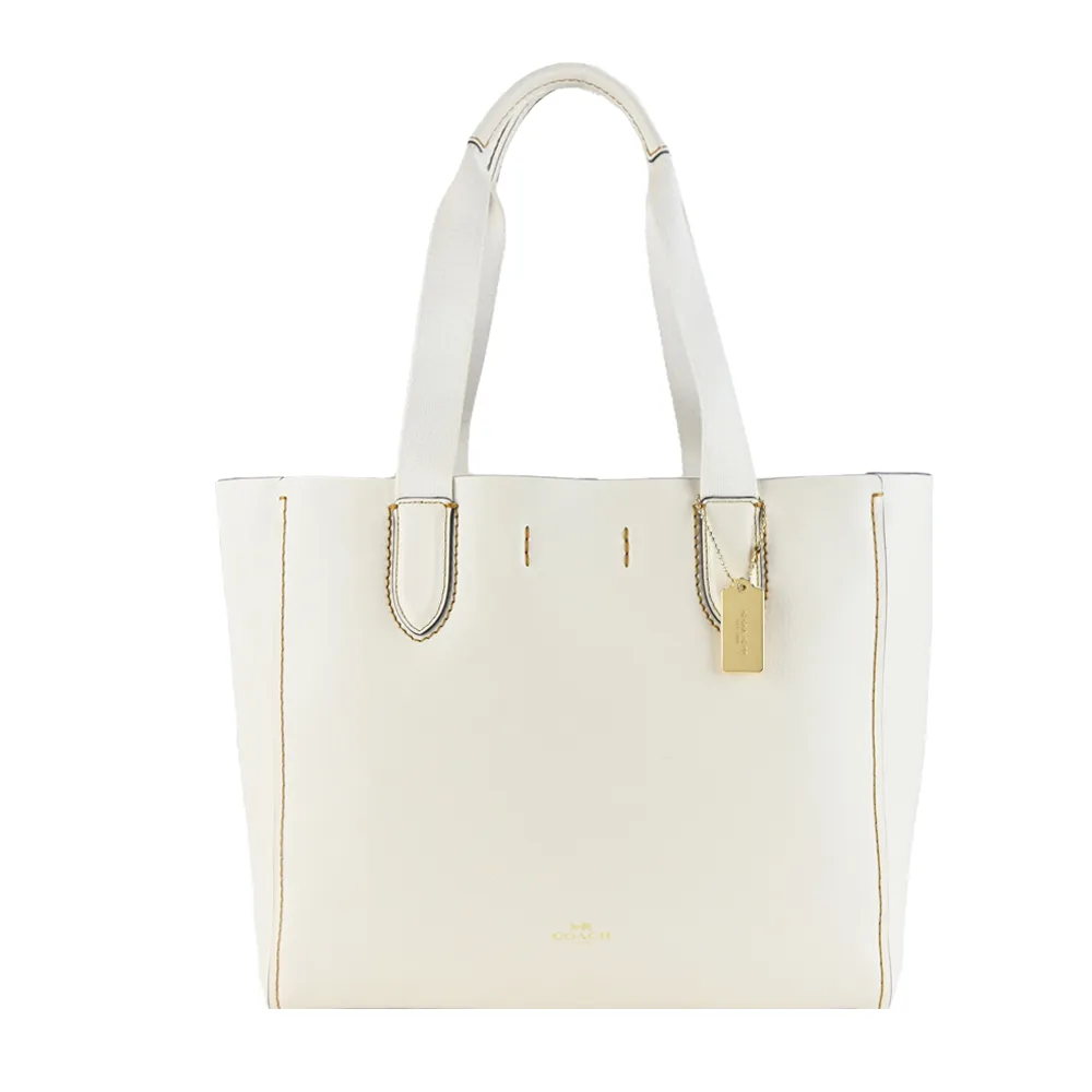 COACH DERBYX 經典馬車素面荔枝紋皮革簡約托特包(米白) 歷史價格詳細信息