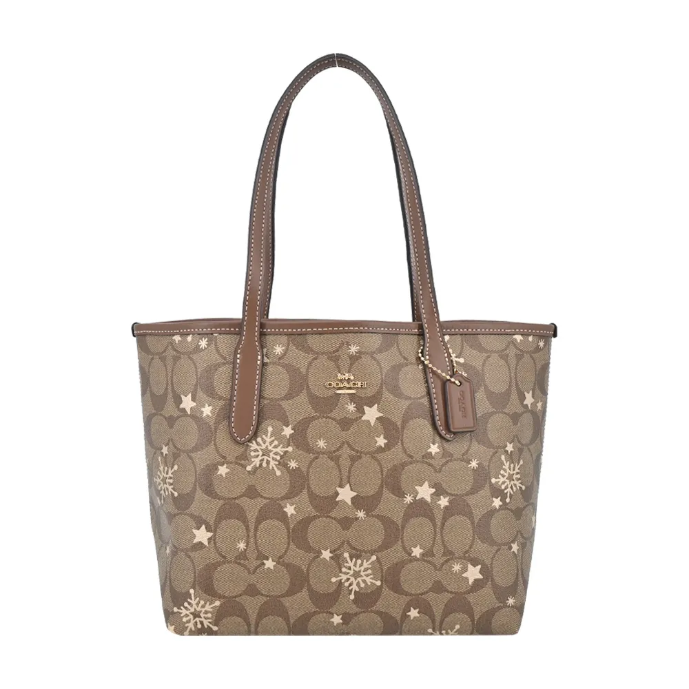 COACH City Tote 緹花logo PVC印托特包(小/暗紅) 歷史價格詳細信息