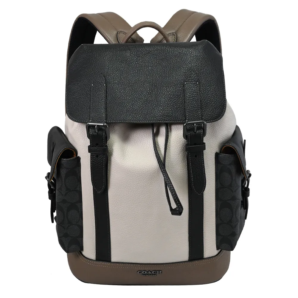 【COACH】COACH米棕字刺繡LOGO帆布釦式手提包(小/自然白x多色) 歷史價格詳細信息