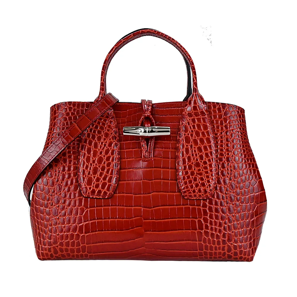 LONGCHAMP ROSEAU系列竹節鱷魚紋牛皮單肩包(小/柳橙) 歷史價格詳細信息