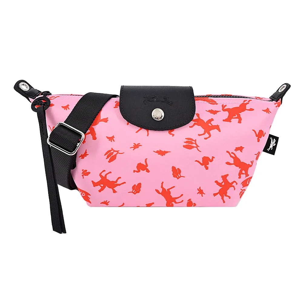 LONGCHAMP LE PLIAGE系列奔馬棉質防水斜紋布化妝/斜背包(迷你/米) 歷史價格詳細信息