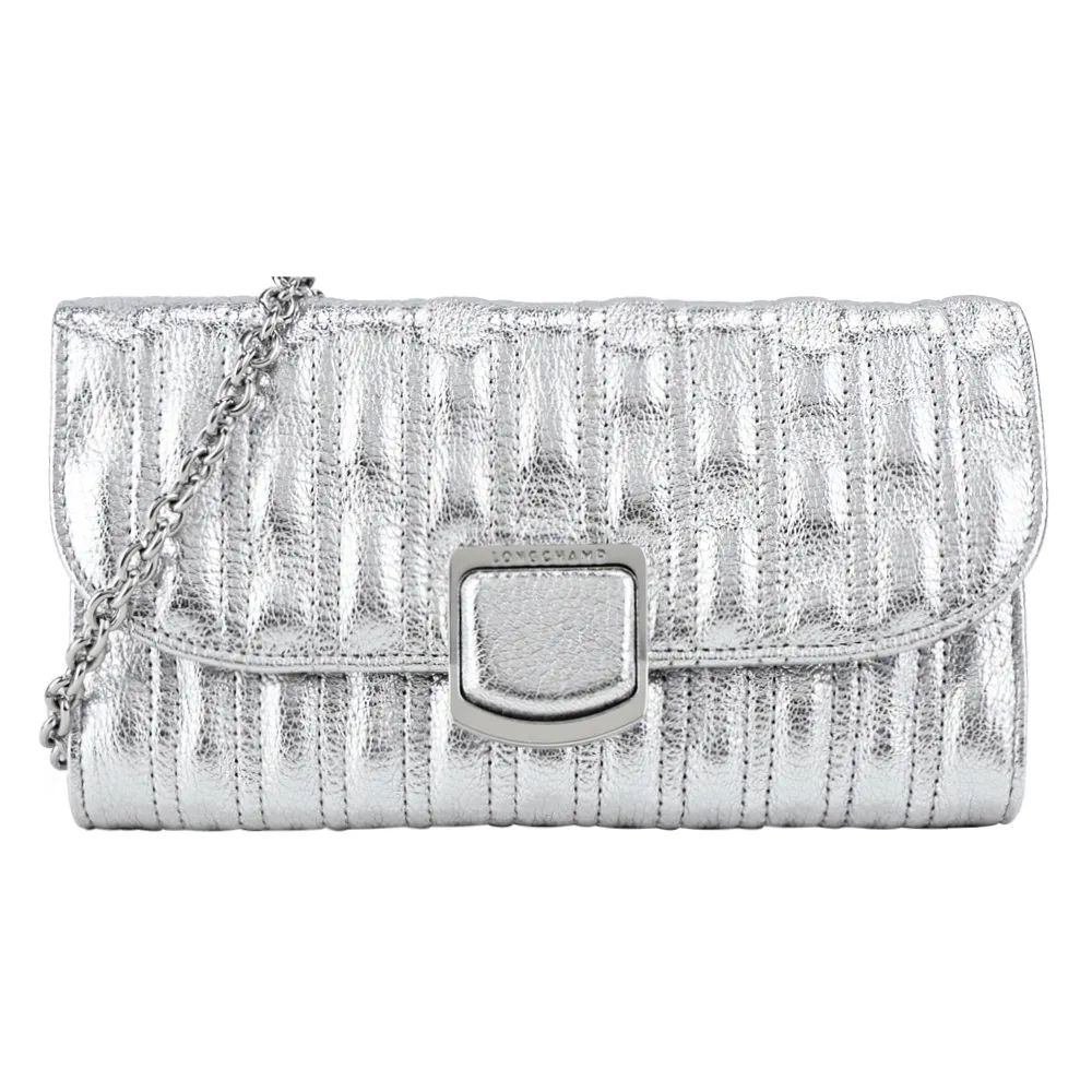 LONGCHAMP BRIOCHE系列小綿羊皮翻蓋鏈帶斜背包(中/紅) 歷史價格詳細信息