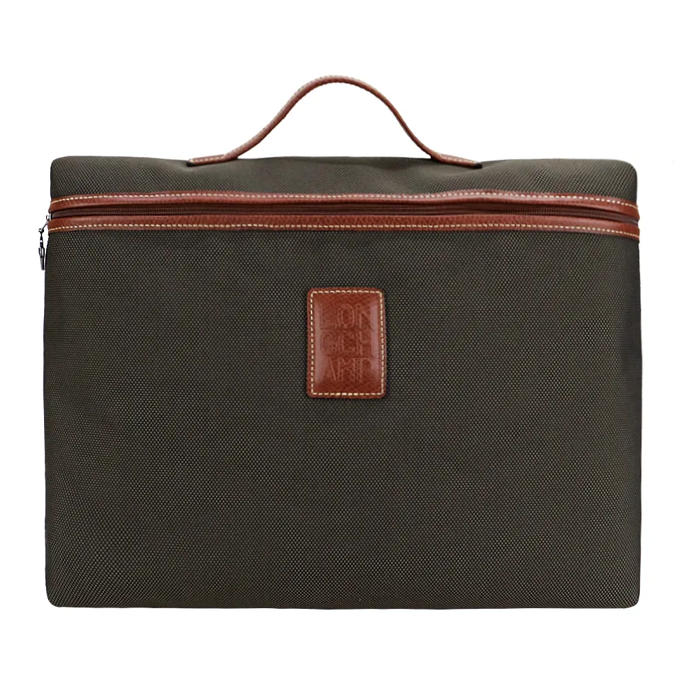 LONGCHAMP BOXFORD系列壓印皮標帆布手提公事包(深藍) 歷史價格詳細信息