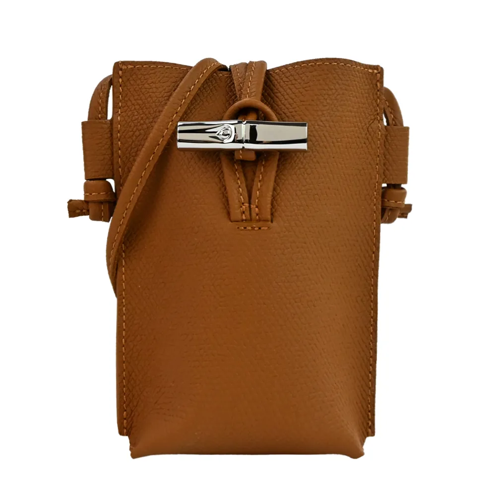 LONGCHAMP ROSEAU系列竹節卵石紋牛皮手提/斜背兩用包(中/柳橙) 歷史價格詳細信息