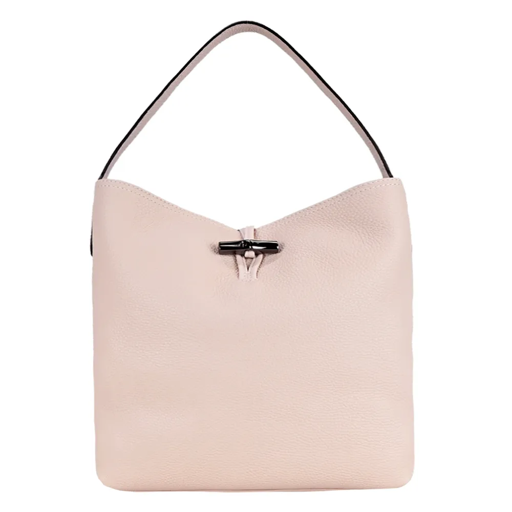LONGCHAMP ROSEAU系列金屬竹節卵石紋牛皮單肩包(淡粉) 歷史價格詳細信息