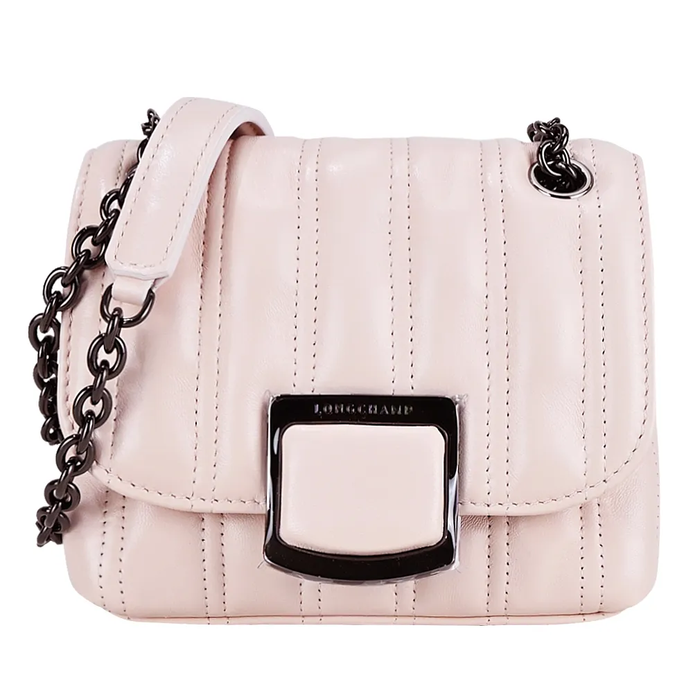 LONGCHAMP BRIOCHE系列小綿羊皮翻蓋鏈帶斜背包(中/紅) 歷史價格詳細信息