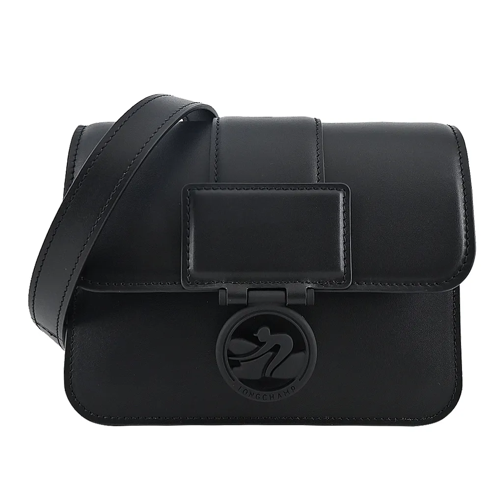 LONGCHAMP BOX-TROT系列小牛皮金屬LOGO翻蓋斜背包(中/杏黃) 歷史價格詳細信息