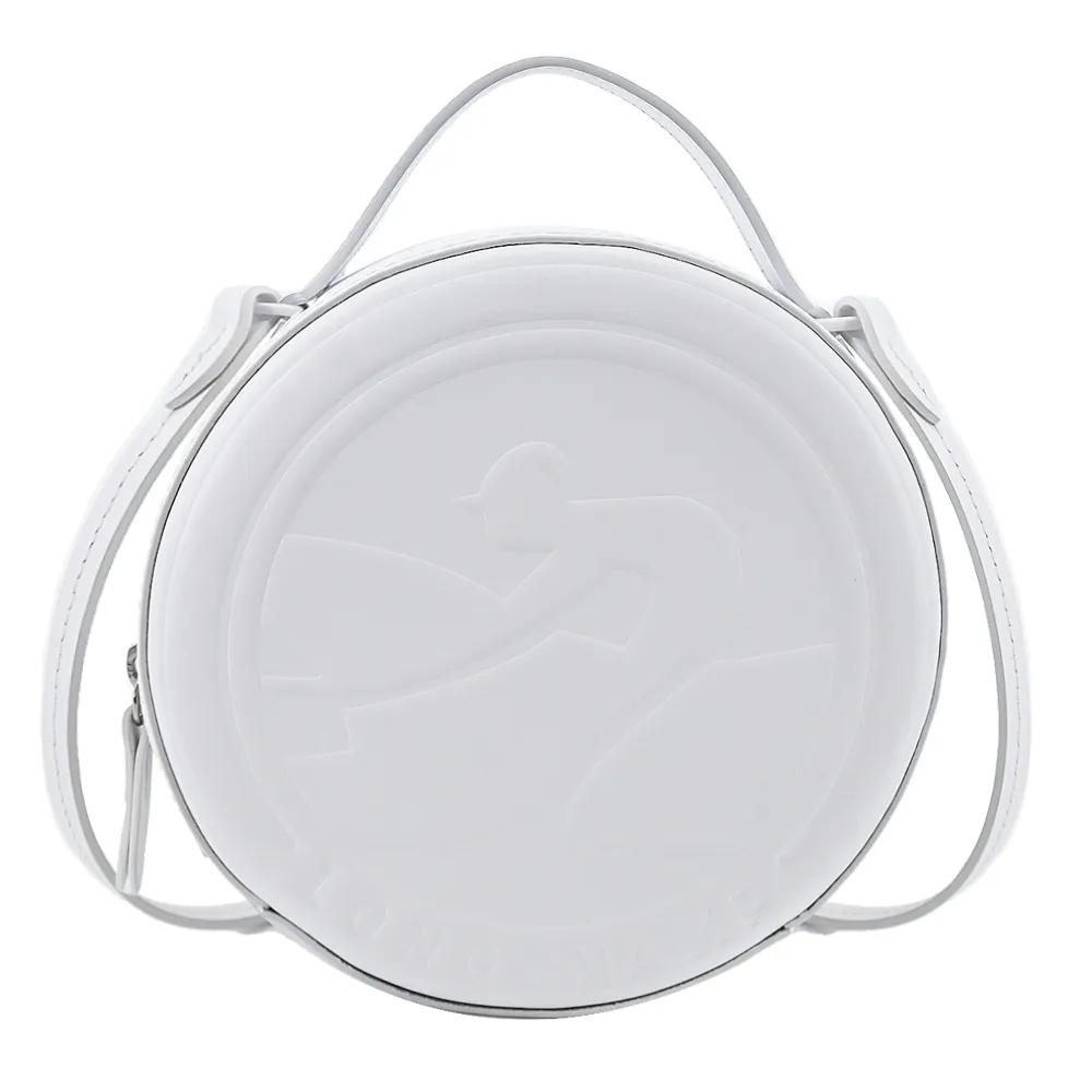 LONGCHAMP BOX-TROT系列小牛皮帆布拼接金屬LOGO翻蓋斜背包(中/白蘭地酒) 歷史價格詳細信息