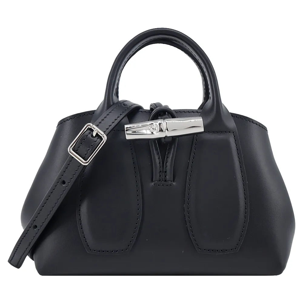 LONGCHAMP LE ROSEAU系列金屬竹節牛皮兩用水桶包(迷你/卡其綠) 歷史價格詳細信息