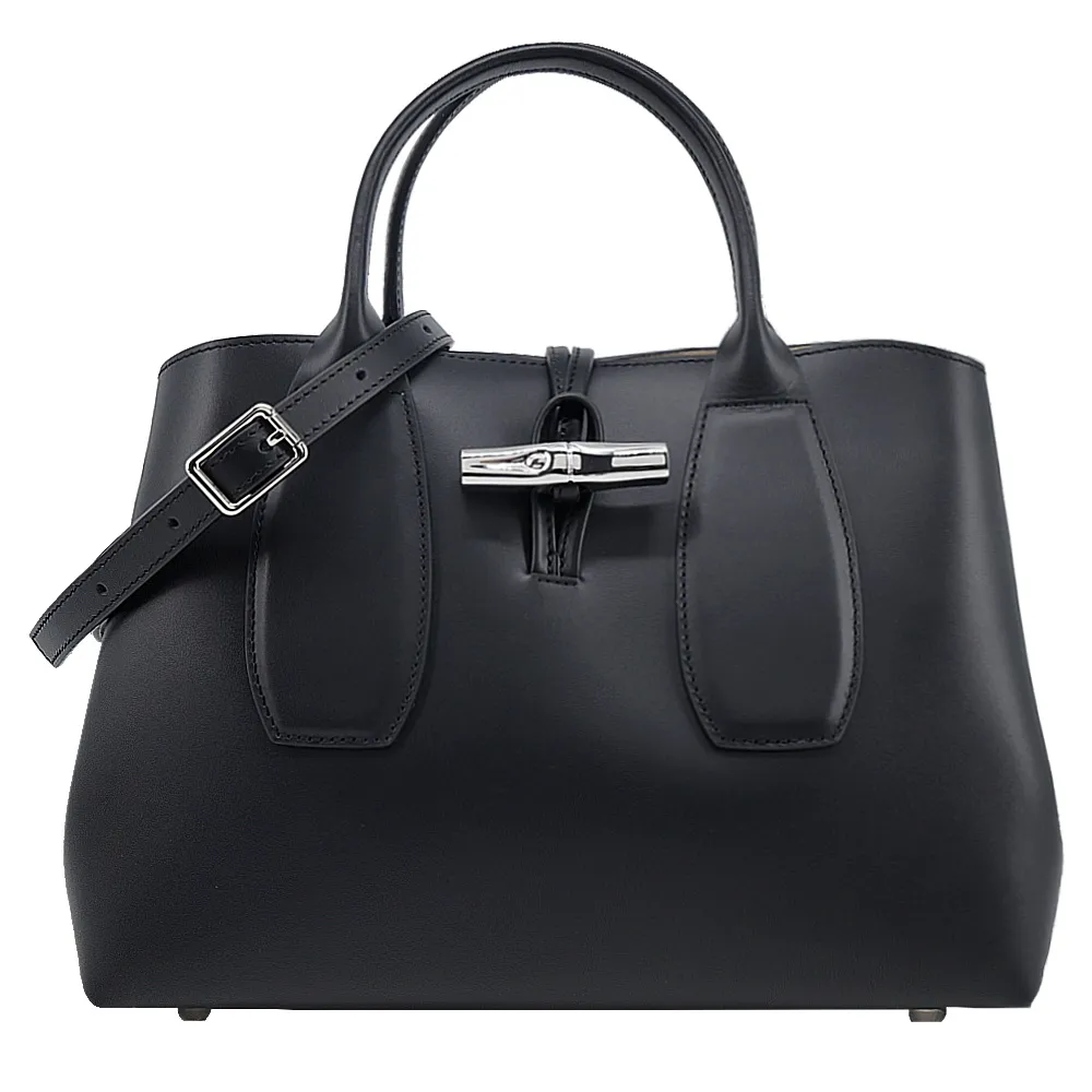 LONGCHAMP LE ROSEAU系列金屬竹節牛皮兩用水桶包(迷你/卡其綠) 歷史價格詳細信息