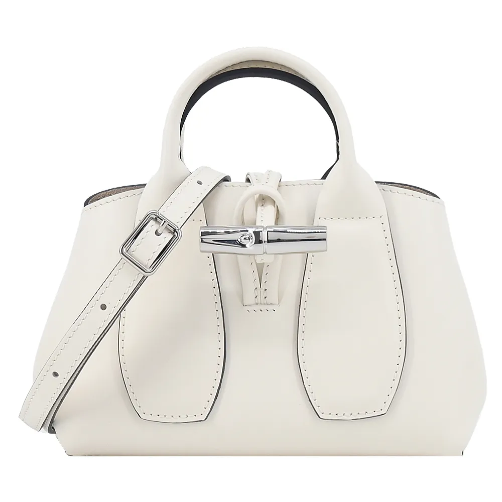 LONGCHAMP LE ROSEAU系列金屬竹節牛皮兩用水桶包(迷你/卡其綠) 歷史價格詳細信息