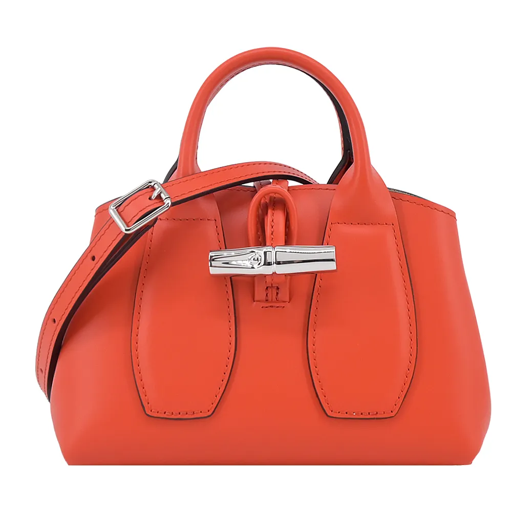 LONGCHAMP LE ROSEAU系列金屬竹節牛皮兩用水桶包(迷你/卡其綠) 歷史價格詳細信息