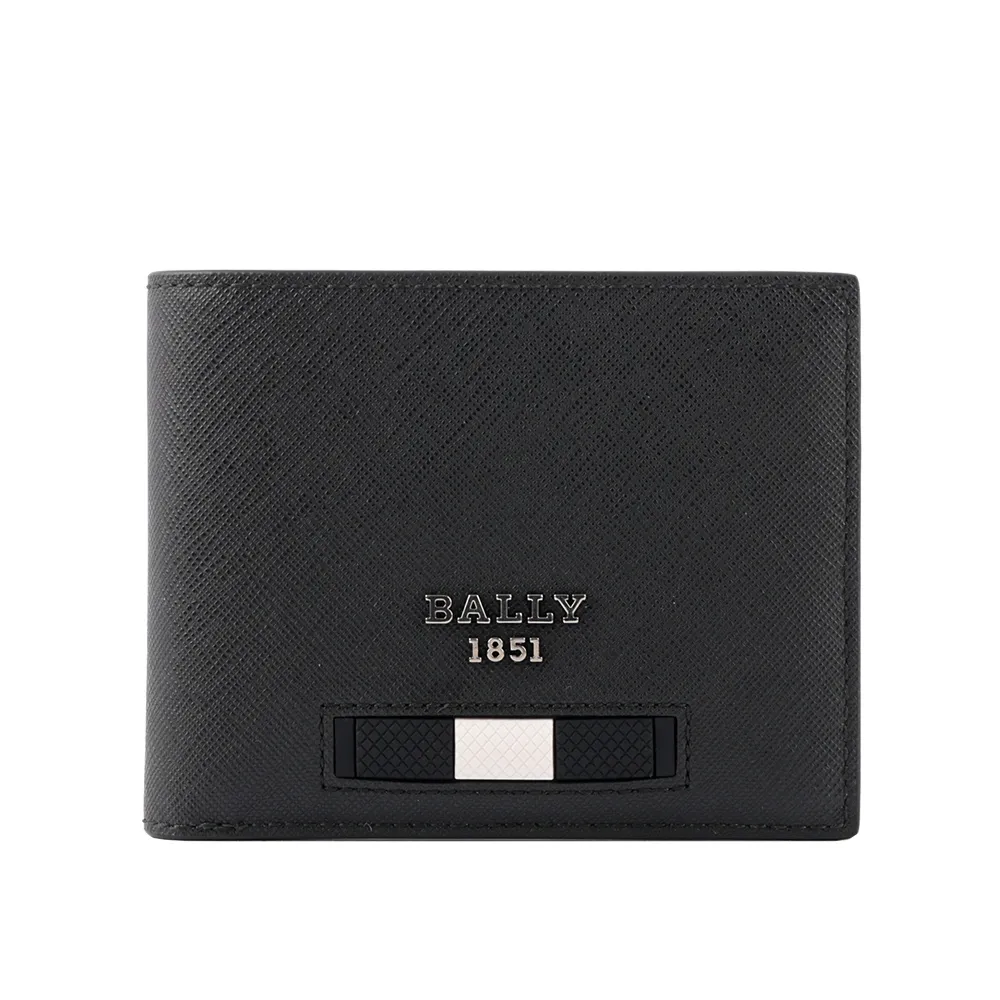 BALLY Bveye 再生牛皮黑白條紋對開6卡短夾(黑色) 6238964 歷史價格詳細信息