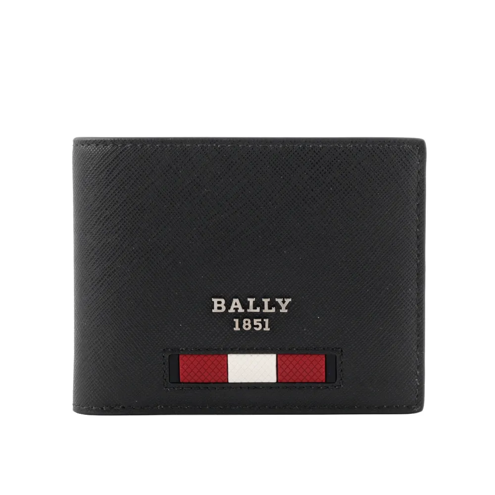 BALLY Bveye 再生牛皮黑白條紋對開6卡短夾(黑色) 6238964 歷史價格詳細信息