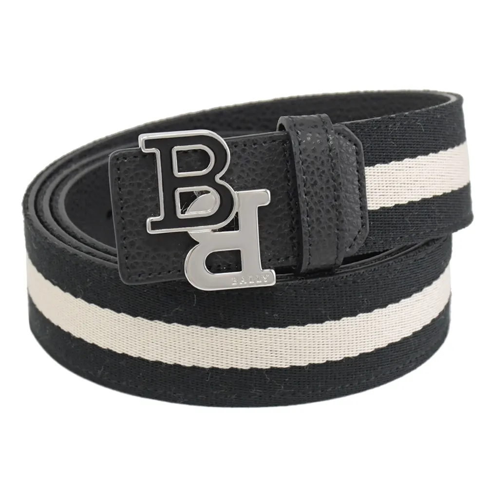 BALLY 6302619 BRAVER 品牌經典織帶針扣皮帶.黑/白 價格比較,價格查詢,歷史價格詳細信息