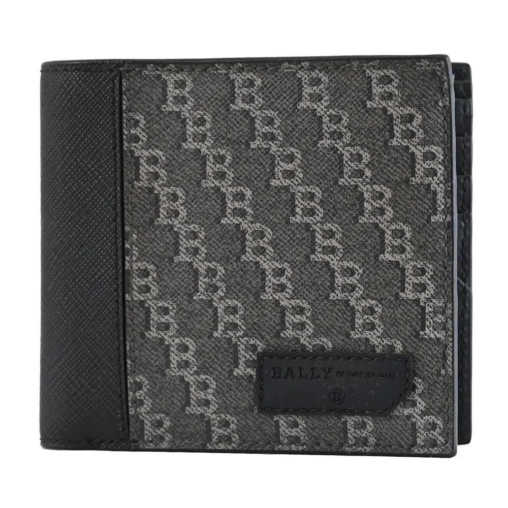 BALLY Brasai 紅白織帶牛皮對開8卡短夾(黑色) 6232190 歷史價格詳細信息