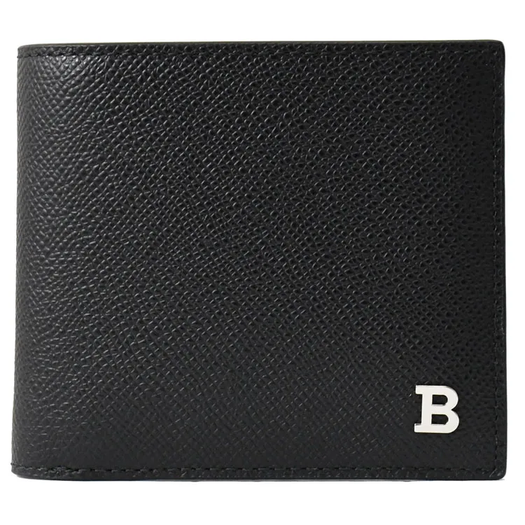 BALLY 6301143 BALEE 金屬LOGO粒紋牛皮對開卡片夾.黑 歷史價格詳細信息
