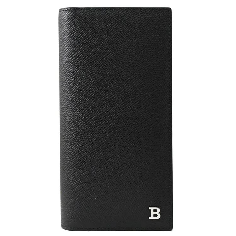 BALLY 6301143 BALEE 金屬LOGO粒紋牛皮對開卡片夾.黑 歷史價格詳細信息