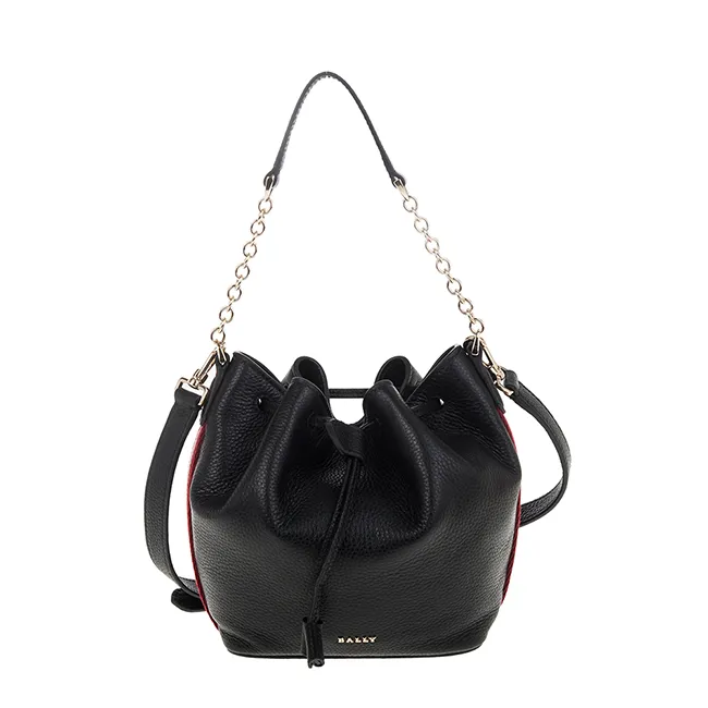 BALLY 經典金屬LOGO 荔枝牛皮迷你兩用束口/鍊帶水桶包 (黑色) 價格比較,價格查詢,歷史價格詳細信息
