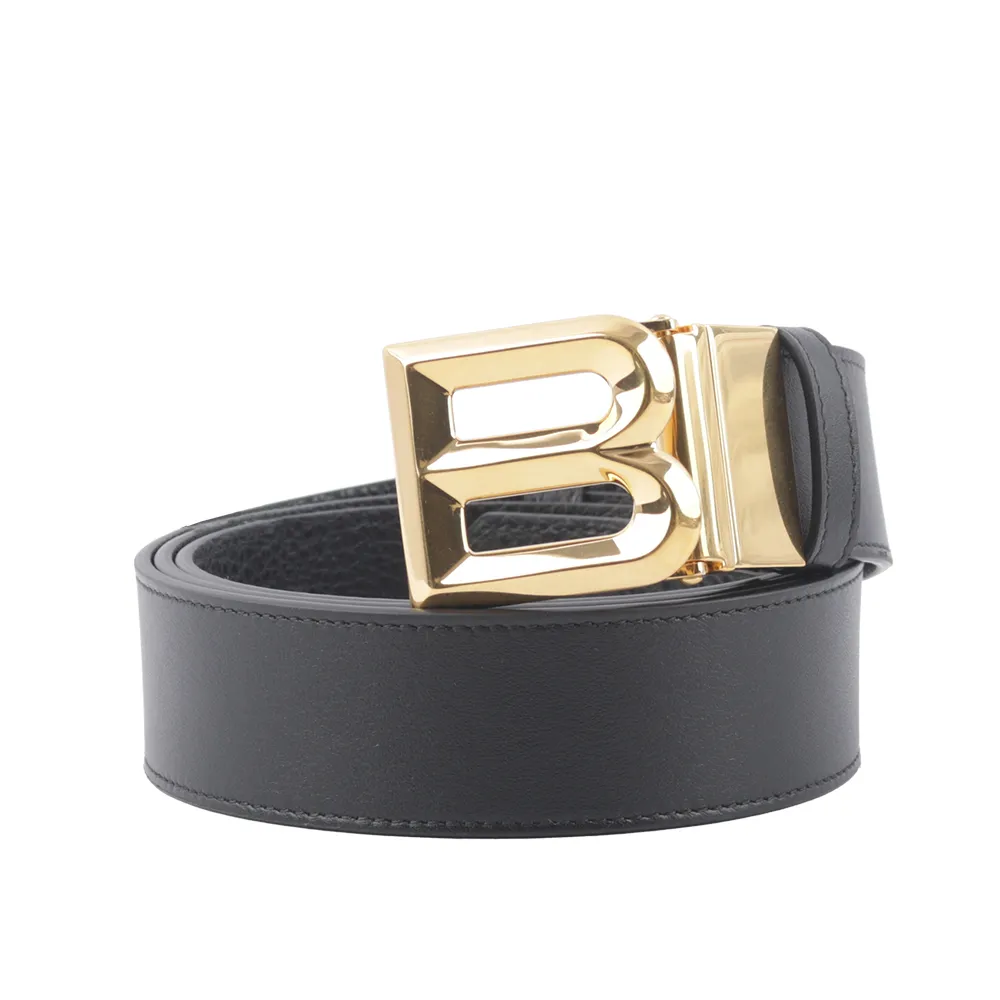 BALLY B-BUCKLE 3.5cm 銀釦小牛皮皮帶(黑色) 6306657 歷史價格詳細信息