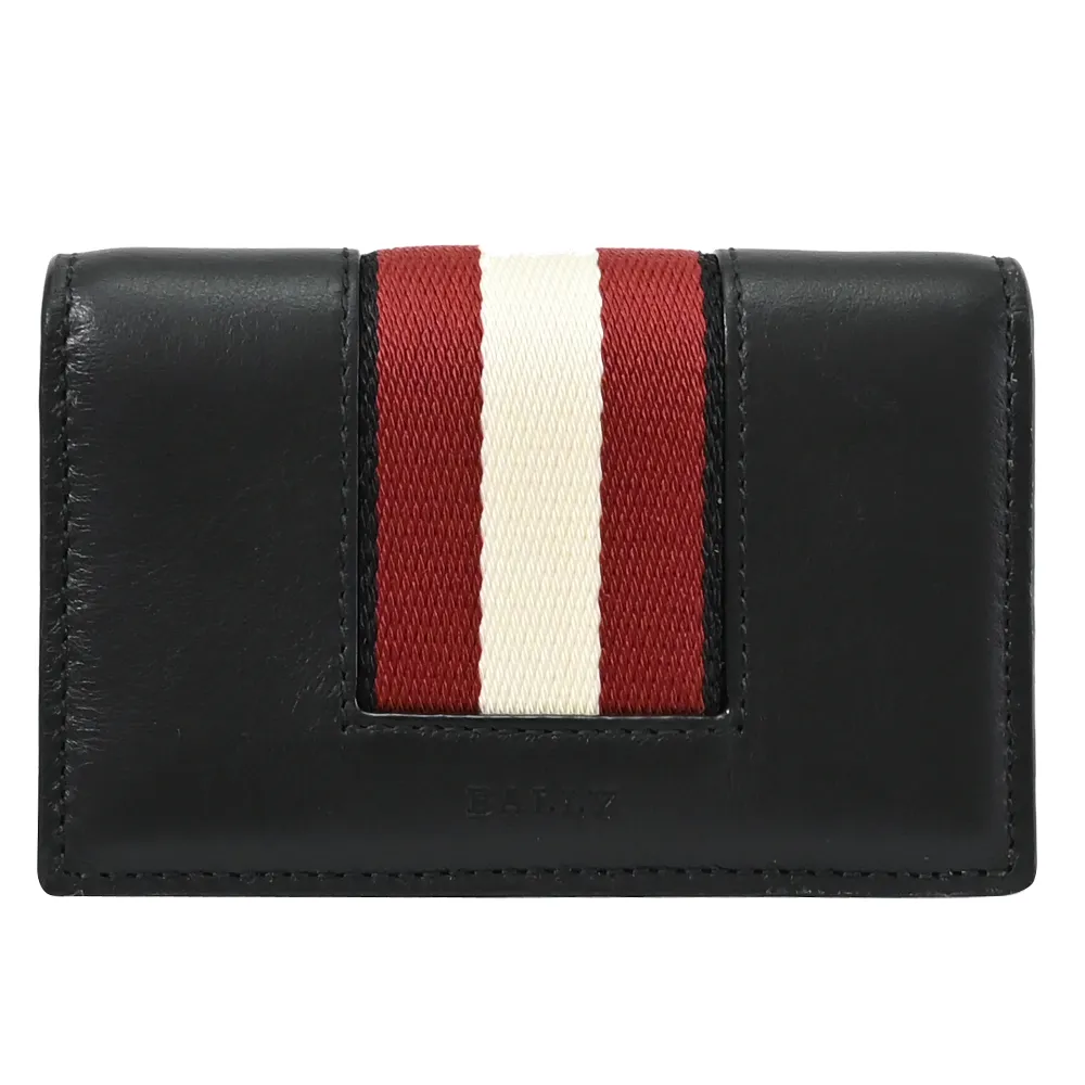 BALLY 6233901 TYE 經典織帶小牛皮4卡零錢短夾.黑 歷史價格詳細信息