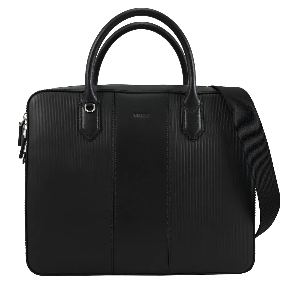 【BALLY】BALLY黑字LOGO帆布拉鍊手拿包(米x黑) 歷史價格詳細信息