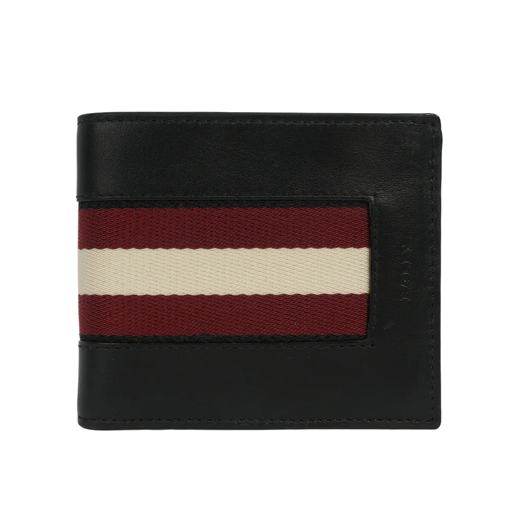 BALLY Bonett 紅白織帶牛皮對開證件照短夾(黑色) 6232176 歷史價格詳細信息