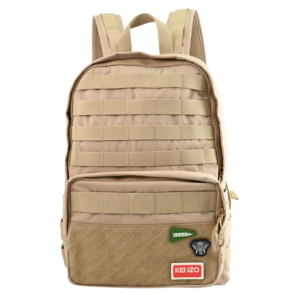 【KENZO】簡約品牌個性徽章帆布拼接大容量托特包兩用包(黑) 歷史價格詳細信息