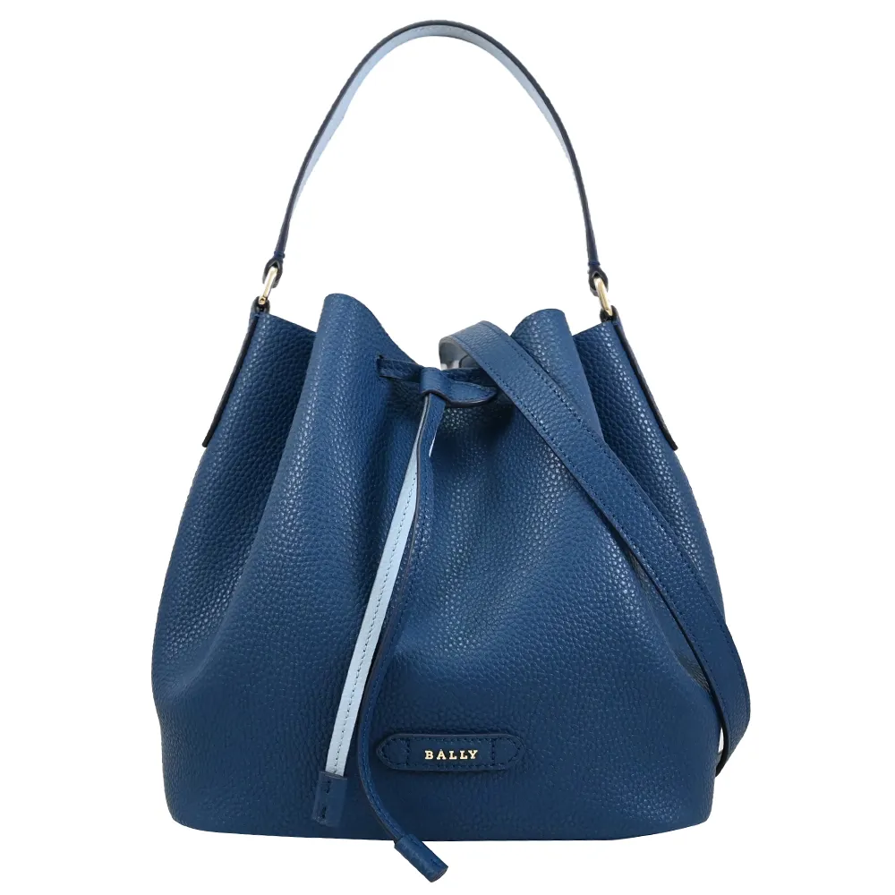 BALLY 經典金屬LOGO 荔枝牛皮迷你兩用束口/鍊帶水桶包 (黑色) 歷史價格詳細信息