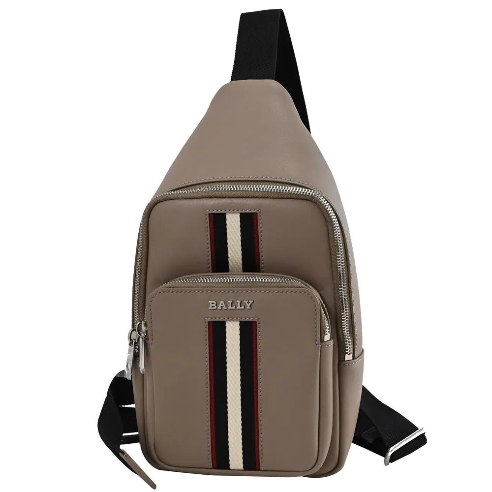 BALLY 6307872 LEONN 條紋牛皮拉鍊大手拿包.黑 歷史價格詳細信息