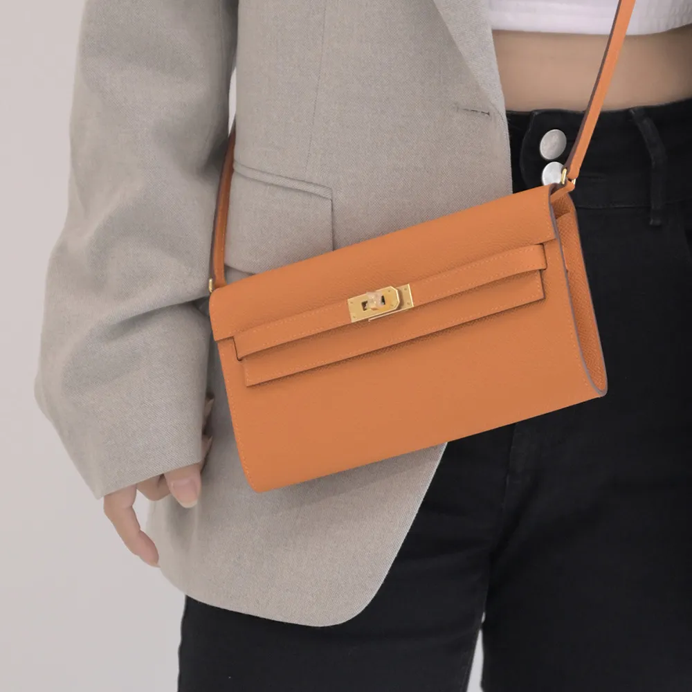 HERMES Kelly To Go Wallet 鴕鳥皮長夾/斜背包(Z刻/9N檸檬黃/金釦) 歷史價格詳細信息