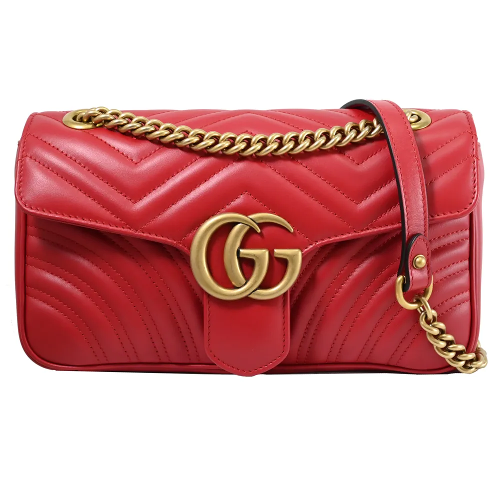 GUCCI GG Marmont 金屬LOGO牛皮拉鍊鏈袋迷你斜背包(淡黃) 歷史價格詳細信息