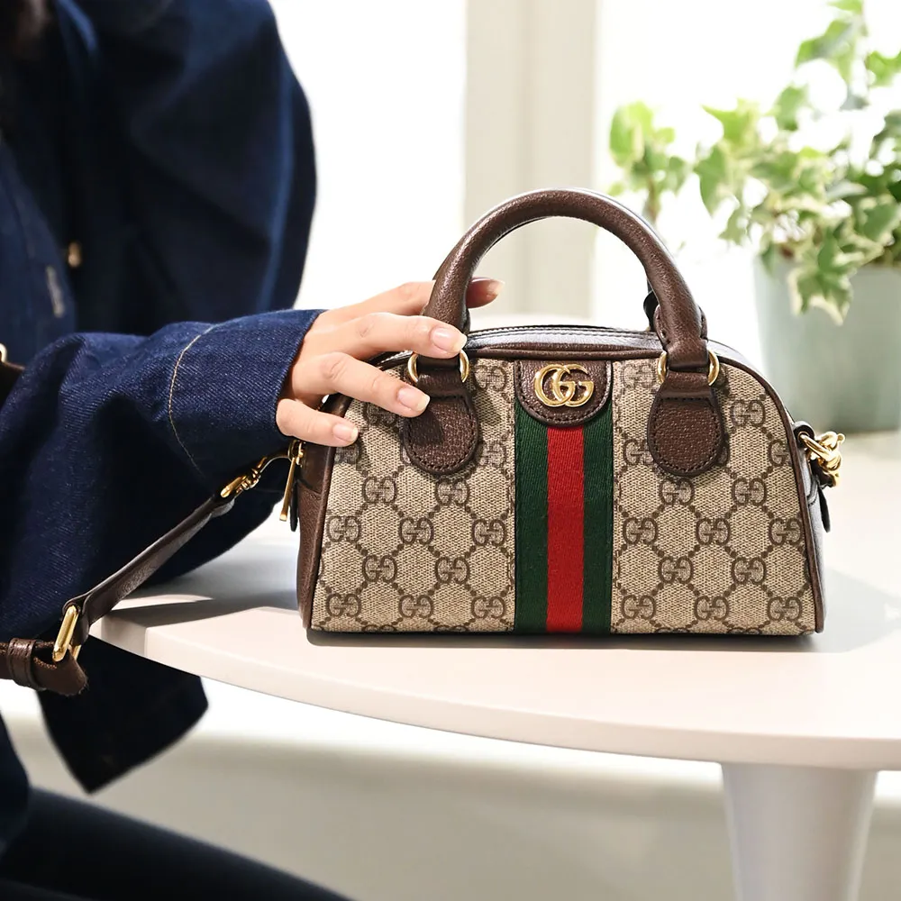 GUCCI Ophidia GG印花帆布迷你半月手提/肩背包(卡其) 歷史價格詳細信息