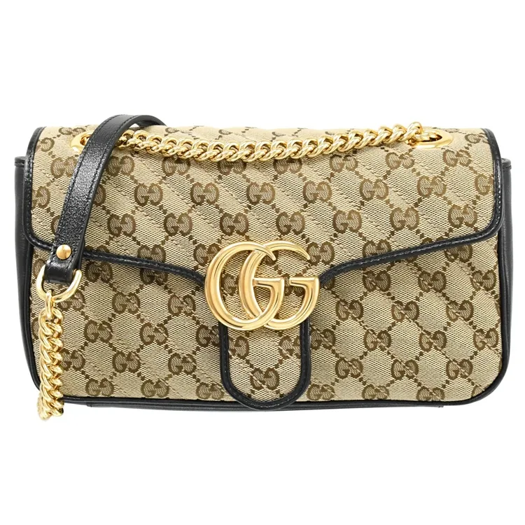 GUCCI 經典GG Marmont 印花帆布雙面用皮帶(卡其) 歷史價格詳細信息