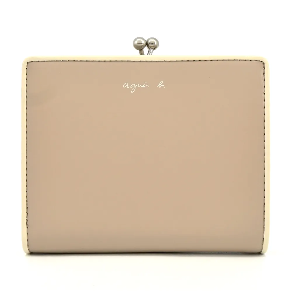 agnes b. 樹紋撞色皮革翻蓋短夾-黑 歷史價格詳細信息