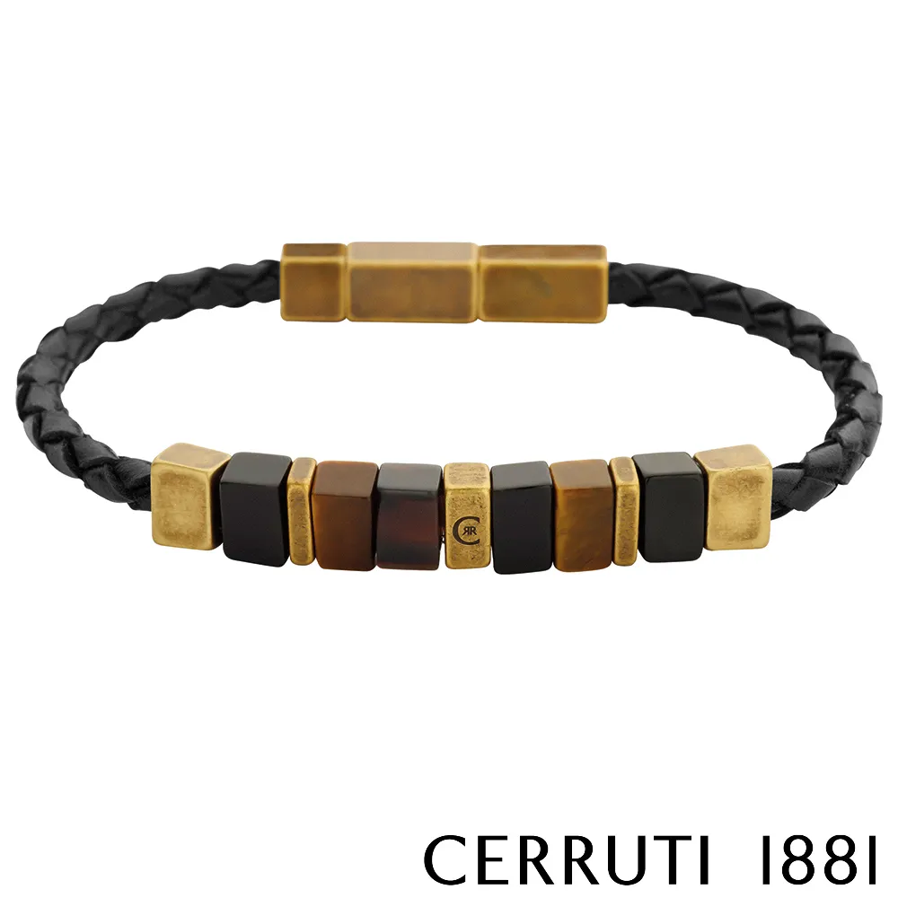 【CERRUTI 1881】義大利經典編織雙繩不銹鋼皮革手環 黑咖啡色 限量2折 全新專櫃展示品 (CB2103) 歷史價格詳細信息