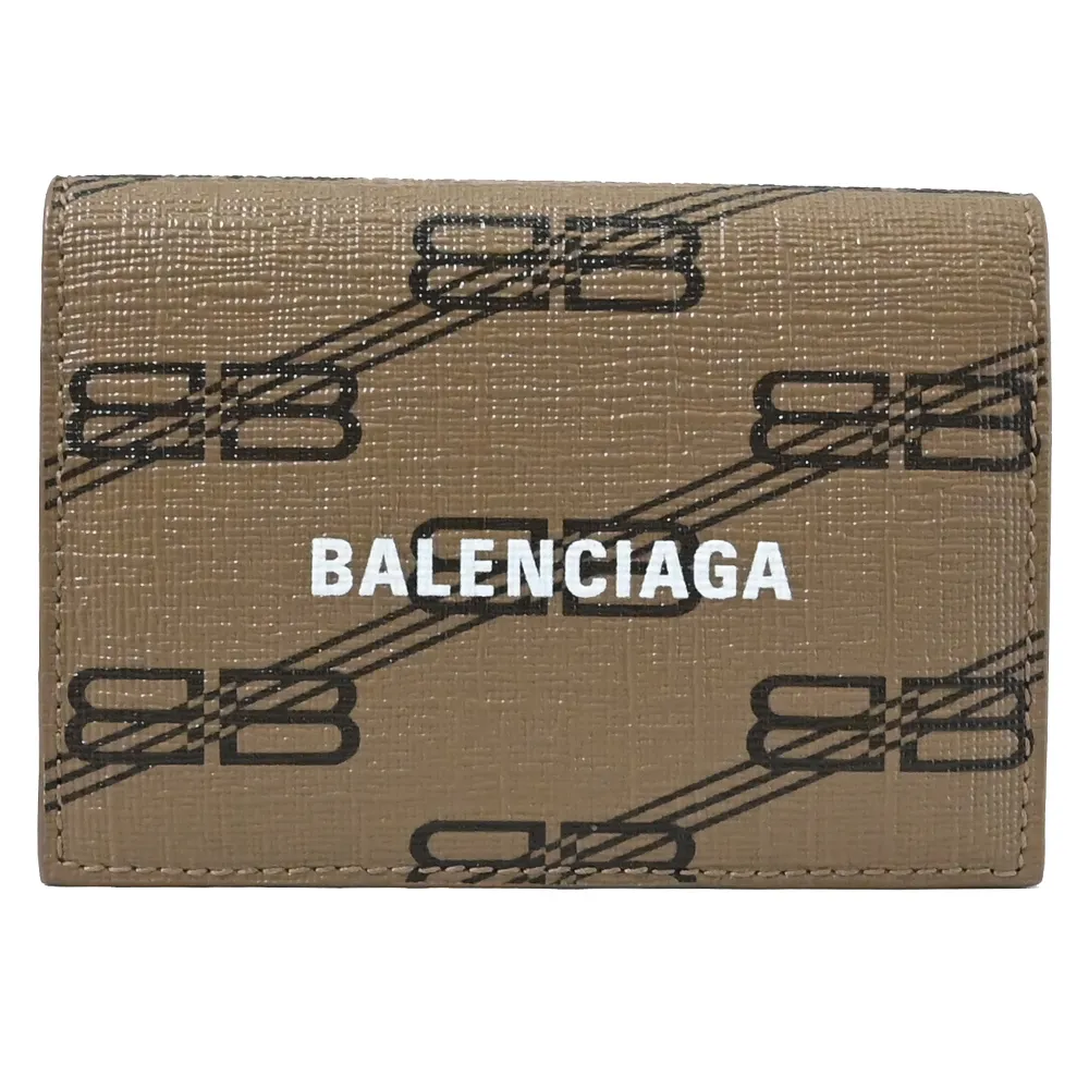 BALENCIAGA 巴黎世家 594315 個性LOGO印花羊皮對開4卡零錢短夾.黑 歷史價格詳細信息