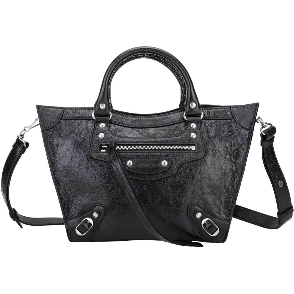 BALENCIAGA NEO Classic City 展示品 中型 金釦鱷魚紋裸膚色牛皮手提/肩背機車包(正白污點) 歷史價格詳細信息