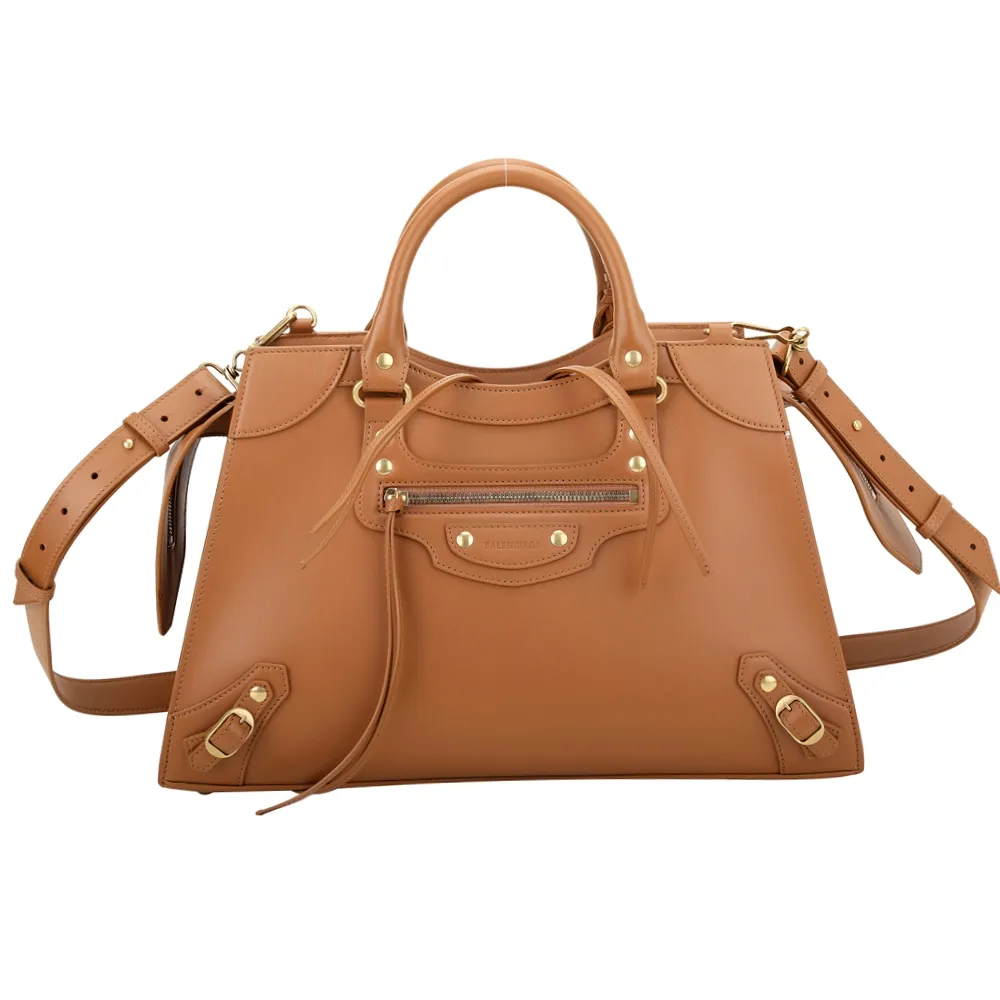 BALENCIAGA NEO Classic City 展示品 中型 金釦鱷魚紋裸膚色牛皮手提/肩背機車包(正白污點) 歷史價格詳細信息